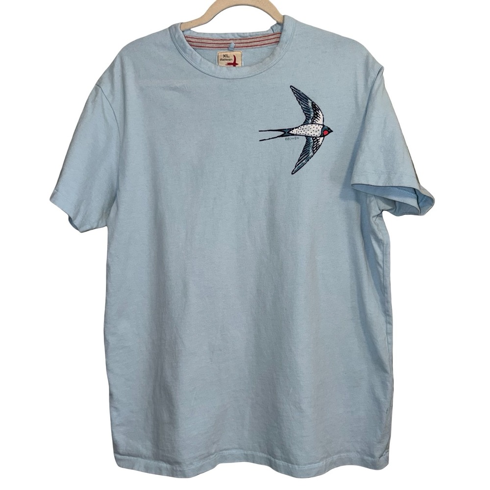 Relwen Barn Swallow Tee - ice blue graphic t-shirt size XL 100% cotton